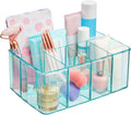 Plastic Vanity Organizer | 5-Compartments | Storage Bin for Makeup Brushes, Palettes, and Beauty Supplies | Keep Bath Products Organized on a Counter or under the Sink | Ocean Mist