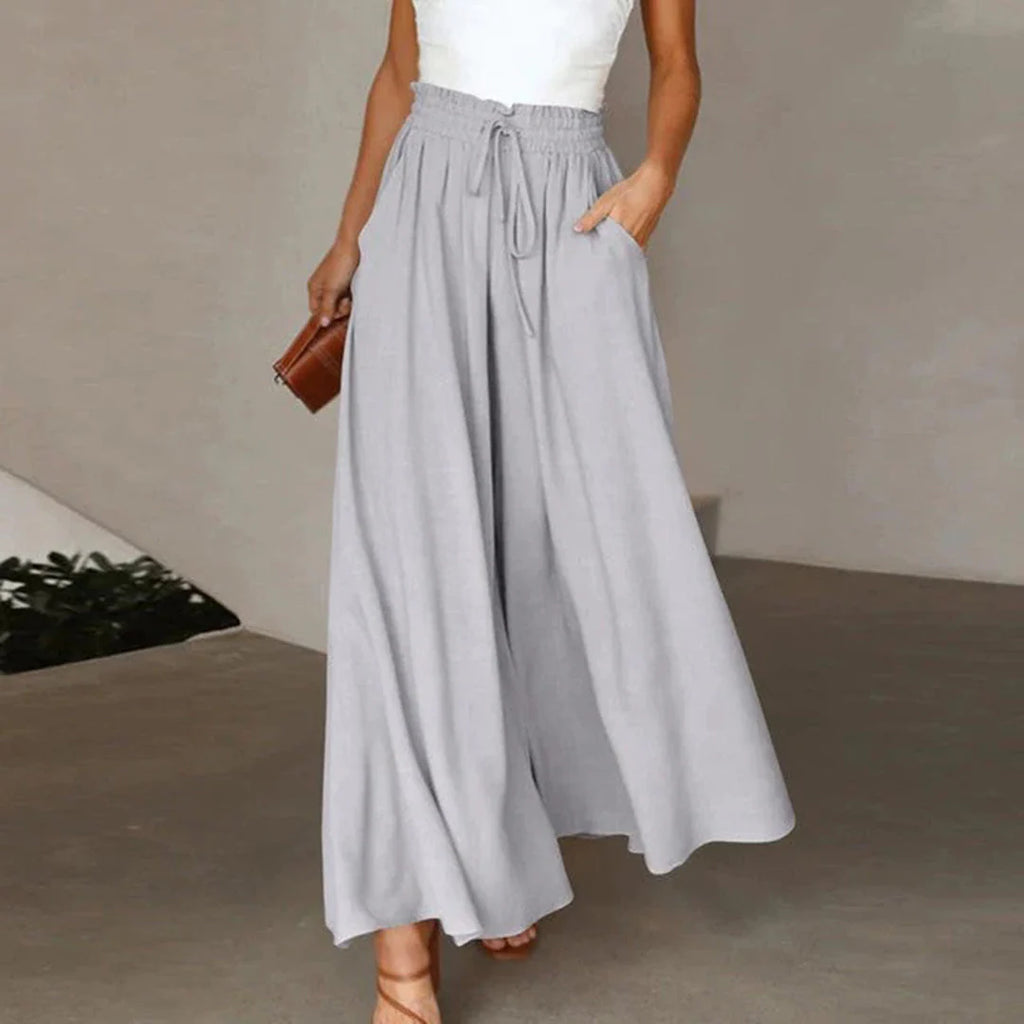 Pantalon Palazzo Large Taille Haute Femme – Pantalon Confortable À Cordon