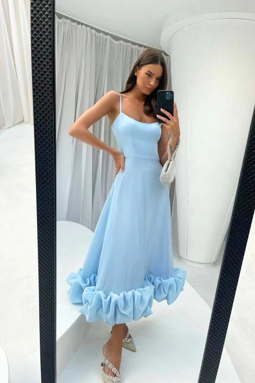 Women’S Ruffle Hem Midi Dress – Playful Movement & Evening Grace