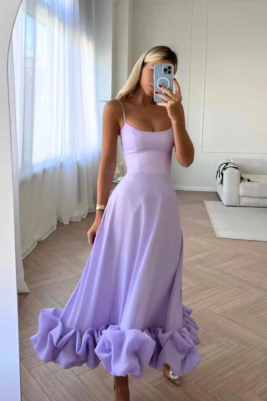 Women’S Ruffle Hem Midi Dress – Playful Movement & Evening Grace