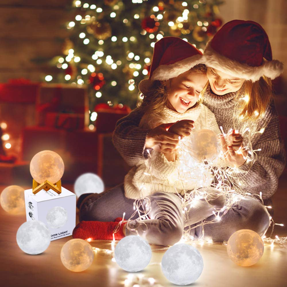 Moon Lamp, 3D Printing Moon Light with Stand & Remote &Touch Control and USB Rechargeable, Timing Setting, Moon Light Lamp for Kids Lover Birthday Christmas Gifts (4.9 Inch)