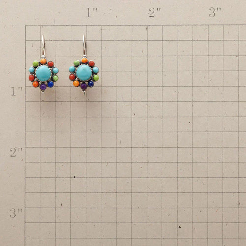 Boucles D’Oreilles Rondes Ornées De Turquoise Multicolore