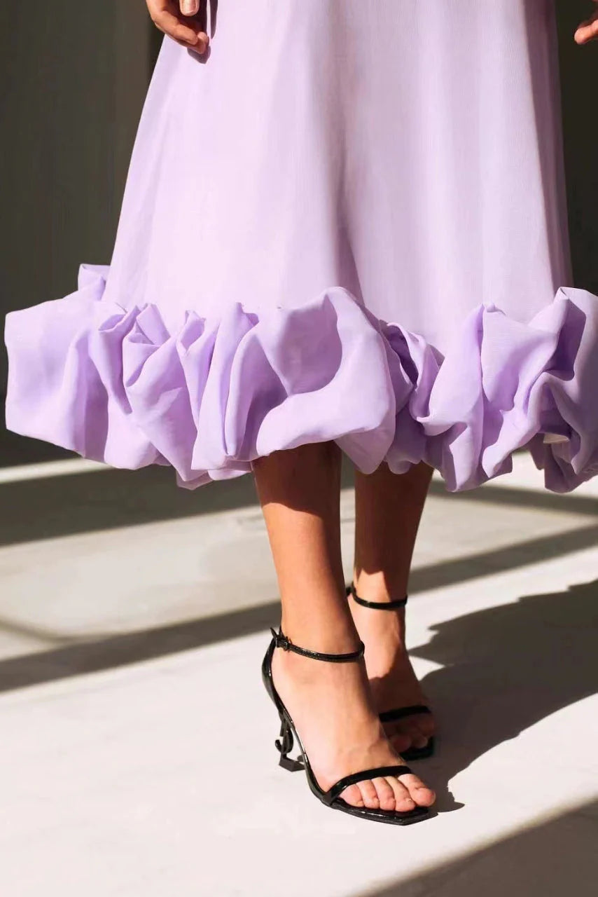 Women’S Ruffle Hem Midi Dress – Playful Movement & Evening Grace