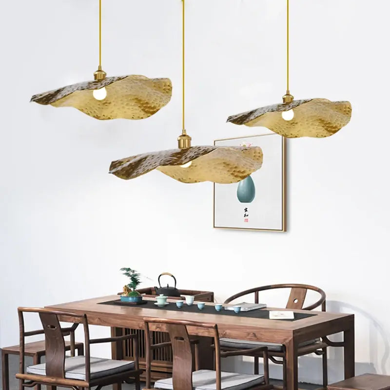 Pendelleuchte Gold, Lotusblatt | Japandi