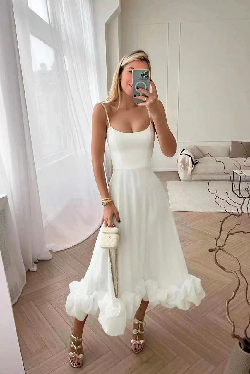 Women’S Ruffle Hem Midi Dress – Playful Movement & Evening Grace