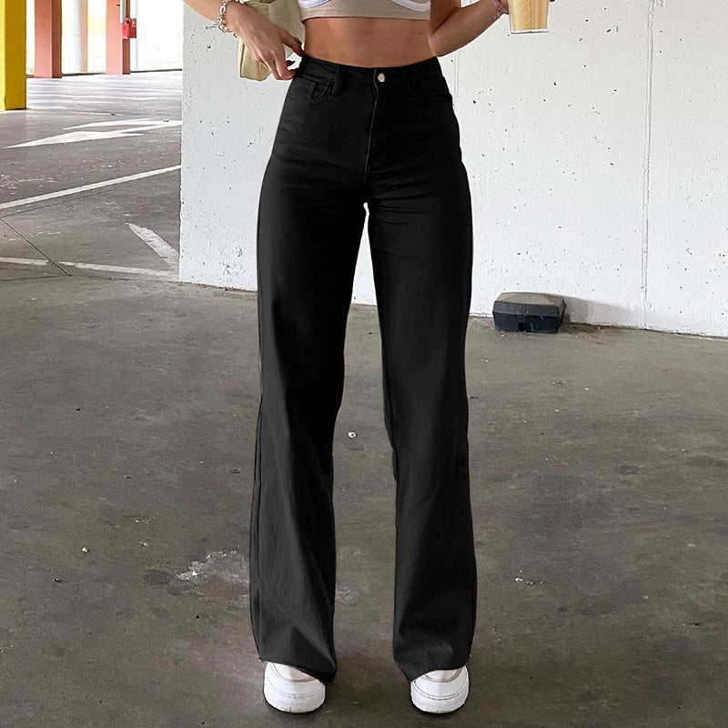 Jean taille haute pattes d'éléphant style vintage chic femme