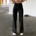 Jean taille haute pattes d'éléphant style vintage chic femme