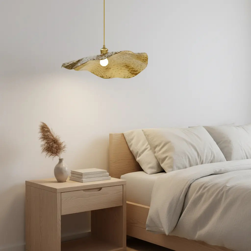 Pendelleuchte Gold, Lotusblatt | Japandi